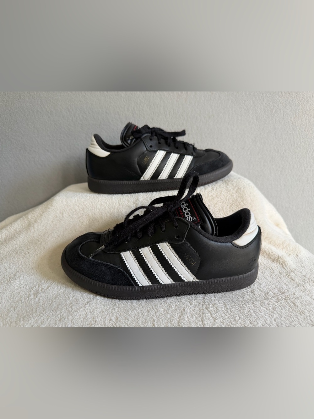 adidas Samba Kids Black/White us2.5 uk2 Unisex Leather Low Top Sneakers